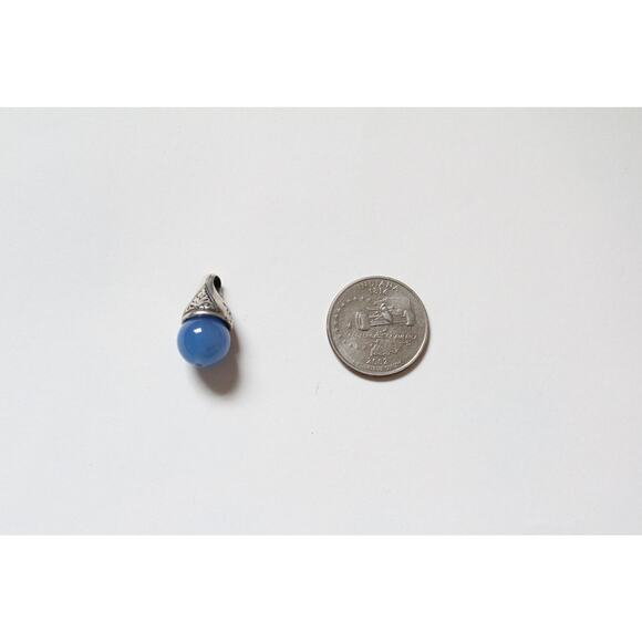 Sterling Silver Simulated Blue Pearl Bead Charm - Picture 4 of 4